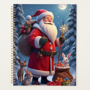 Père Noël tenant un flocon de neige scène de Noël