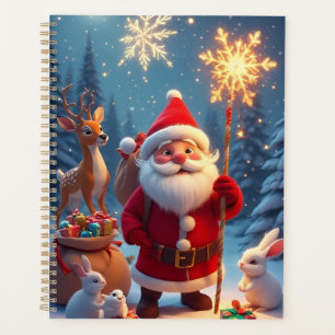 Père Noël tenant un flocon de neige scène de Noël