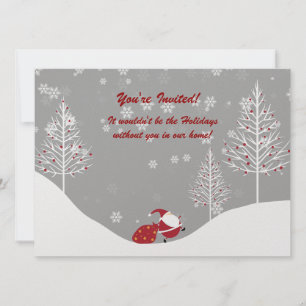 père Noël Trees Winter Scène Fête Invitations