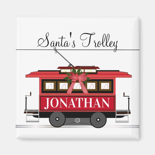 Père Noël Trolley Magnet de Noël (Devant)