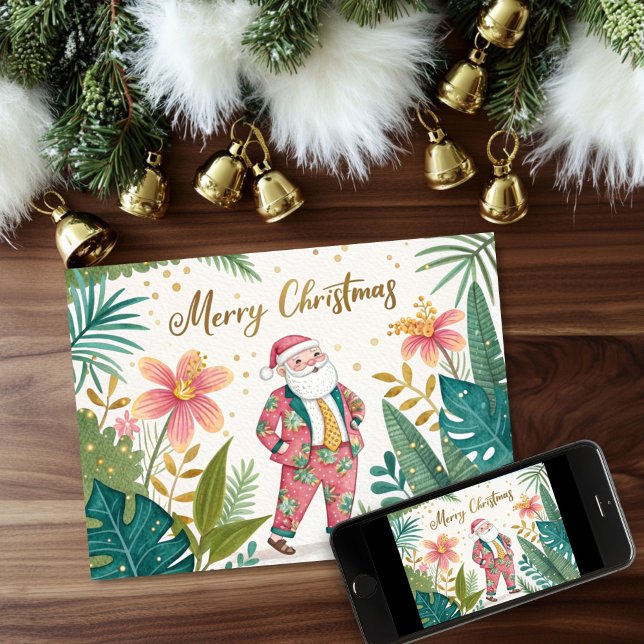 Père Noël tropicale dans une carte de Noël Casquet (Créateur téléchargé)