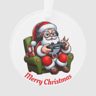 Père Noël unique jouant à des jeux vidéo
