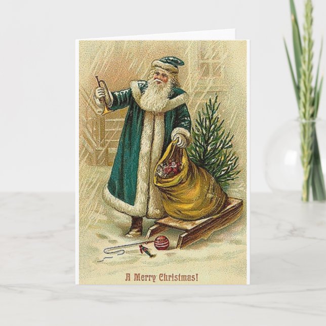 Père Noël Victorienne Avec Jouet Sleigh Carte de N (Devant)