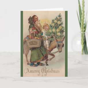 Père Noël victorienne et Carte de Noël Baby Jesus