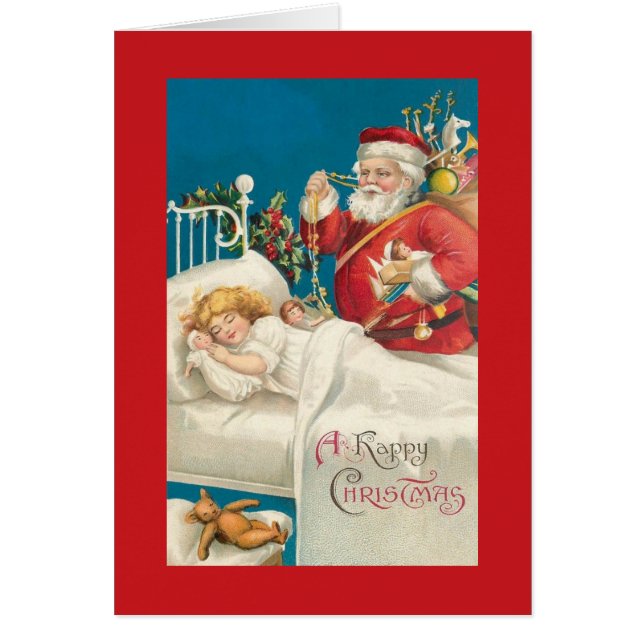 Père Noël victorienne et carte de Noël pour enfant (Devant)