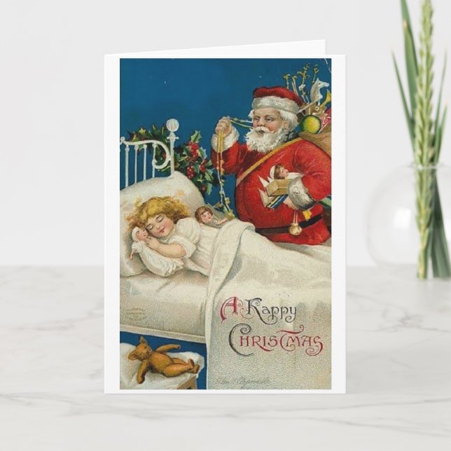 Père Noël victorienne et carte de Noël pour enfant (Devant)