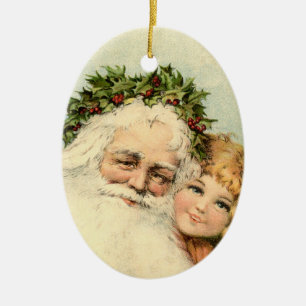 Père Noël vintage Avec Ornement Enfant