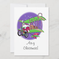 Père Noël volant vélo air-y carte à plat de Noël