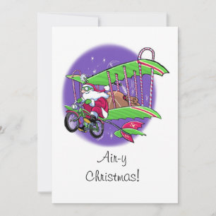 Père Noël volant vélo air-y carte à plat de Noël