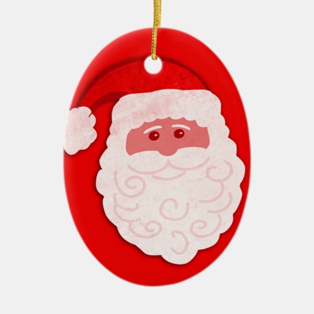 Père Noël "vos salutations" ornement rouge & blanc (Devant)