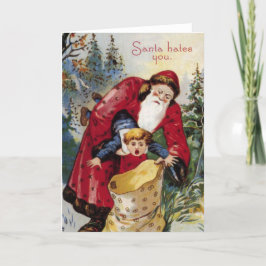 Père Noël vous déteste - drôle carte vintage de No