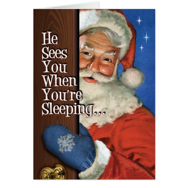 Père Noël vous voit Retro Christmas Card (Devant)