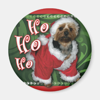 Père Noël Yorkie Round Magnet