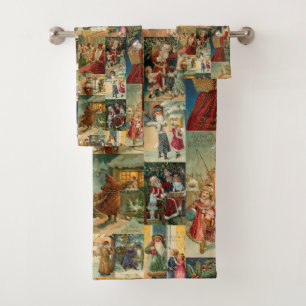 Père victorien Noël avec enfants Collage