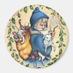 Pere Weihnachten VATER CHRISTMAS MAGNET RUNDE