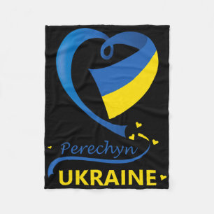 Perechyn Ukraine Nationalflagge Herz-Emblem-Wappen Fleecedecke