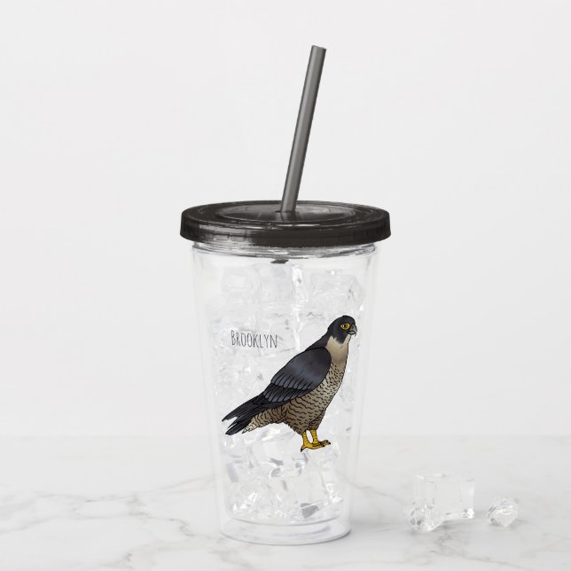 Peregrine falcon bird Cartoon Illustration Acryltrinkbecher (Rückseite Ice)