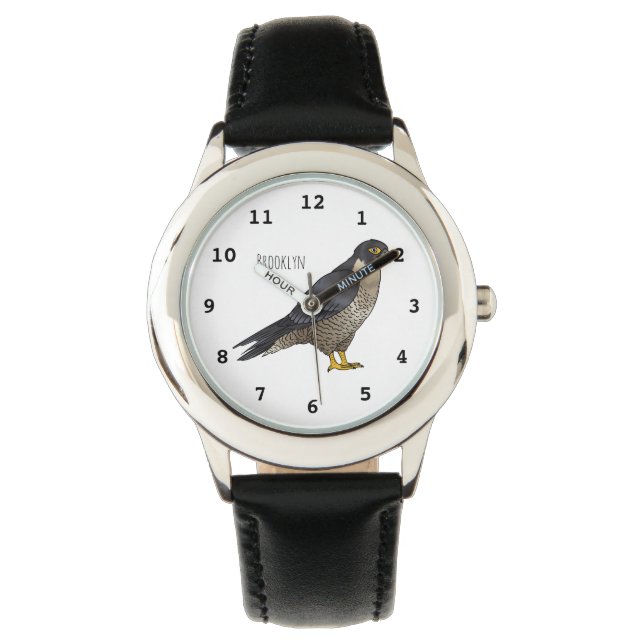 Peregrine falcon bird Cartoon Illustration Armbanduhr (Vorderseite)