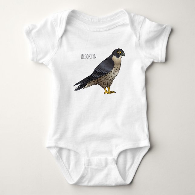 Peregrine falcon bird Cartoon Illustration Baby Strampler (Vorderseite)