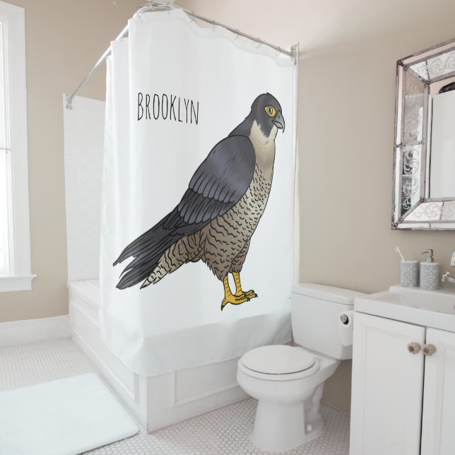 Peregrine falcon bird Cartoon Illustration Duschvorhang (Beispiel)