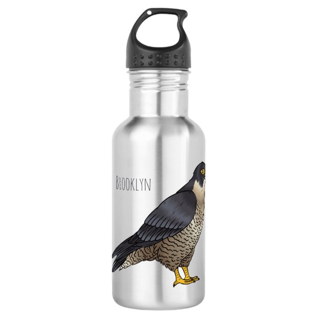 Peregrine falcon bird Cartoon Illustration Edelstahlflasche (Vorderseite)