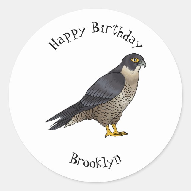 Peregrine falcon bird Cartoon Illustration Runder Aufkleber (Vorderseite)
