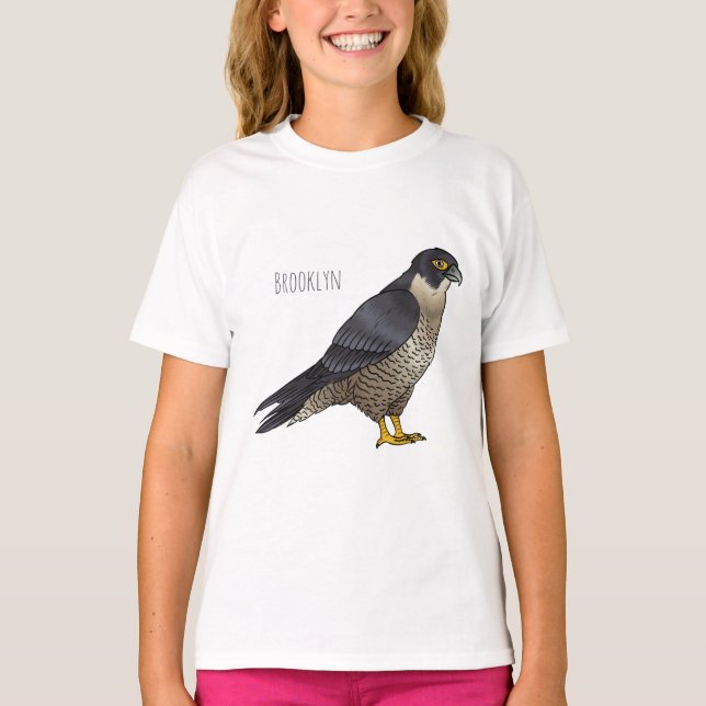 Peregrine falcon bird Cartoon Illustration T-Shirt (Vorderseite)