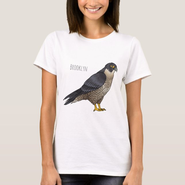 Peregrine falcon bird Cartoon Illustration T-Shirt (Vorderseite)