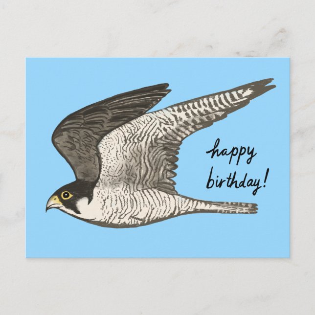 Peregrine Falcon Colored Pencil GLÜCKLICH BIRTHDAY Postkarte (Vorderseite)