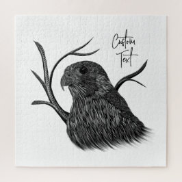 Peregrine Falcon in Baumzweigen mit Handschrift