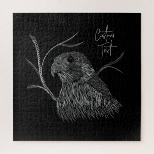 Peregrine Falcon in Baumzweigen mit Handschrift