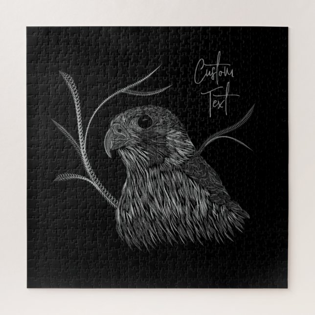 Peregrine Falcon in Baumzweigen mit Handschrift (Vertikal)