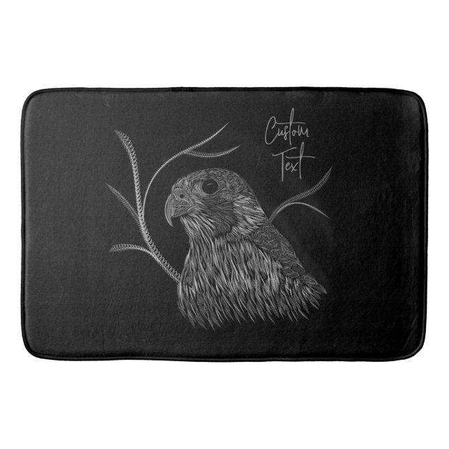 Peregrine Falcon in Baumzweigen mit Handschrift Badematte (Vorderseite)
