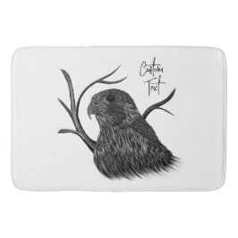 Peregrine Falcon in Baumzweigen mit Handschrift Badematte