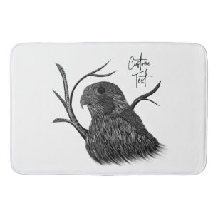 Peregrine Falcon in Baumzweigen mit Handschrift Badematte