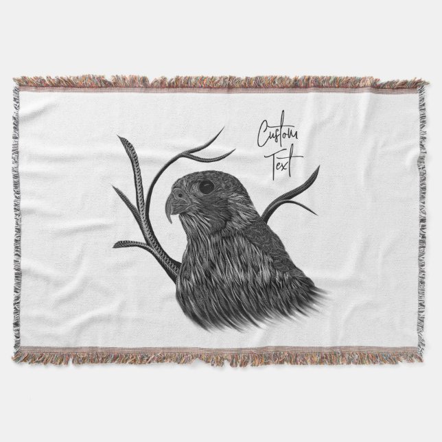 Peregrine Falcon in Baumzweigen mit Handschrift Decke (Vorderseite)