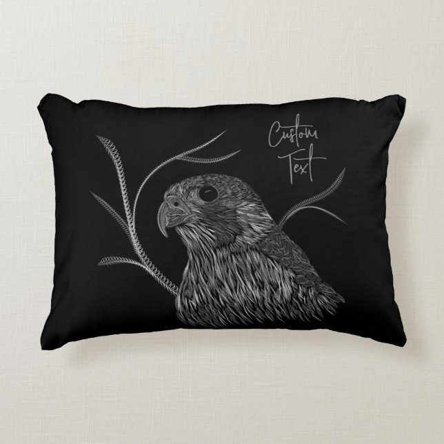 Peregrine Falcon in Baumzweigen mit Handschrift Dekokissen (Vorderseite)