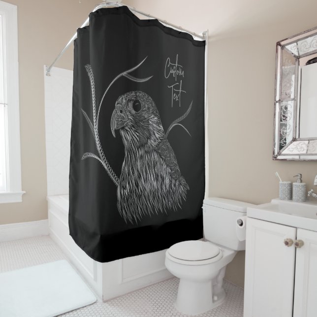 Peregrine Falcon in Baumzweigen mit Handschrift Duschvorhang (Beispiel)