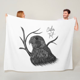 Peregrine Falcon in Baumzweigen mit Handschrift Fleecedecke