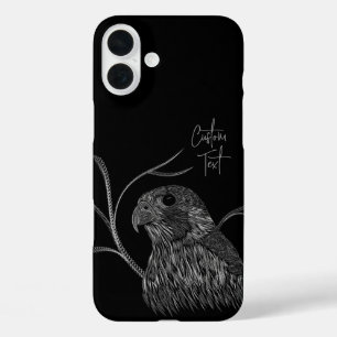 Peregrine Falcon in Baumzweigen mit Handschrift iPhone 16 Plus Hülle