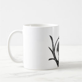 Peregrine Falcon in Baumzweigen mit Handschrift Kaffeetasse