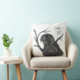 Peregrine Falcon in Baumzweigen mit Handschrift Kissen