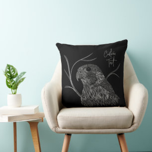 Peregrine Falcon in Baumzweigen mit Handschrift Kissen