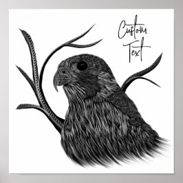 Peregrine Falcon in Baumzweigen mit Handschrift Poster