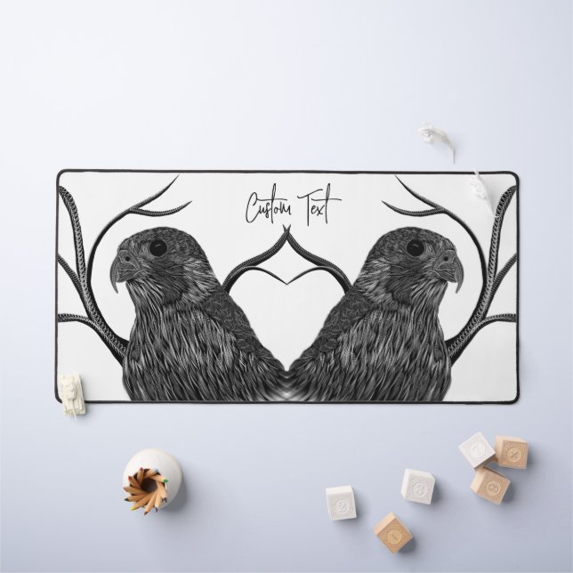 Peregrine Falcon in Baumzweigen mit Handschrift Schreibtischunterlage (Kindertisch)