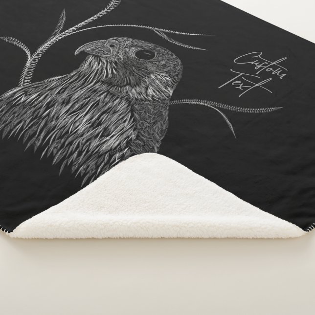 Peregrine Falcon in Baumzweigen mit Handschrift Sherpadecke (3/4)
