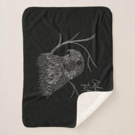 Peregrine Falcon in Baumzweigen mit Handschrift Sherpadecke