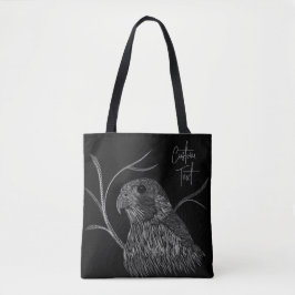 Peregrine Falcon in Baumzweigen mit Handschrift Tasche
