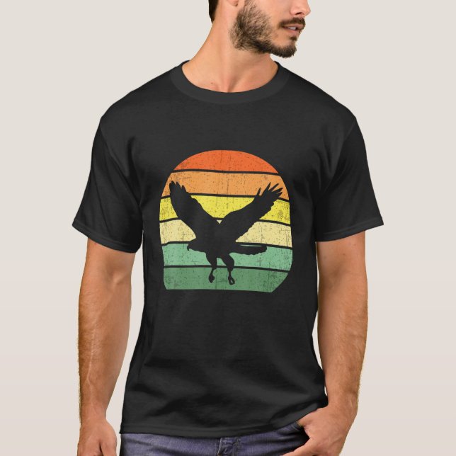 Peregrine Falcon Retro Vintages Sonnenuntergang Ge T-Shirt (Vorderseite)