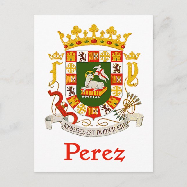 Perez Schild von Puerto Rico Postkarte (Vorderseite)
